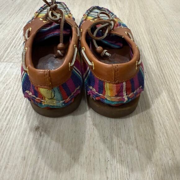 Sperry Top Sider Women's Brown Rainbow Striped Boat Shoe Size 7 - Picture 5 of 8